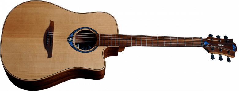 Guitare électro-acoustique Lâg THV10DCE-LB Dreadnought Hyvibe - Cèdre Massif, Système HyVibe, Housse