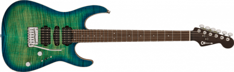 Charvel MJ DK24 HSH 2PT W MAHOGANY WITH FLAME MAPLE Caribbean Burst