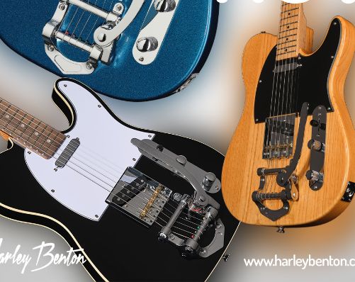 Harley Benton met ses Tele à la sauce Bigsby