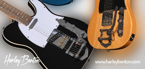 Harley Benton met ses Tele à la sauce Bigsby