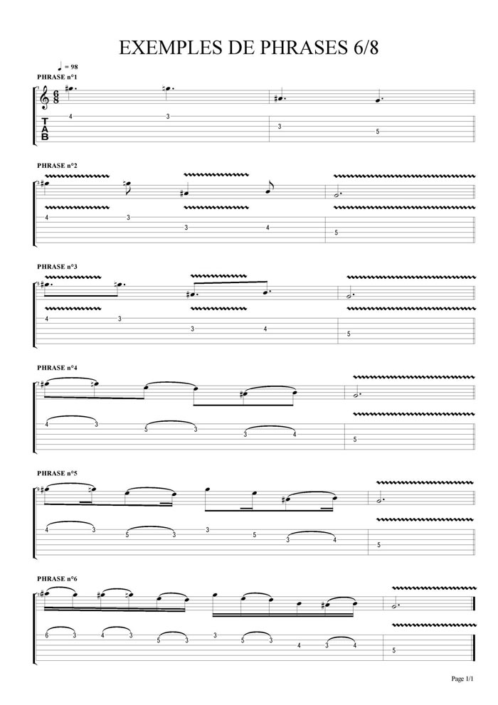 Partition 1 - Exemples de phrases en 6/8