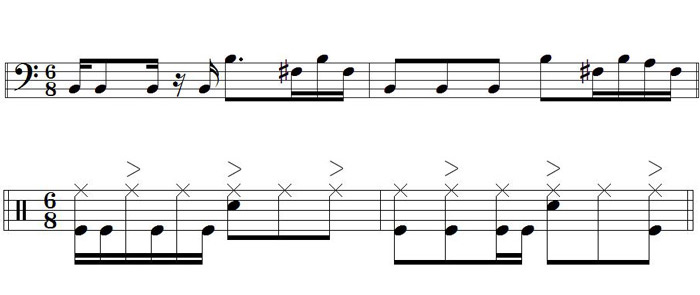 Partition 6 - Section rythmique basse/batterie