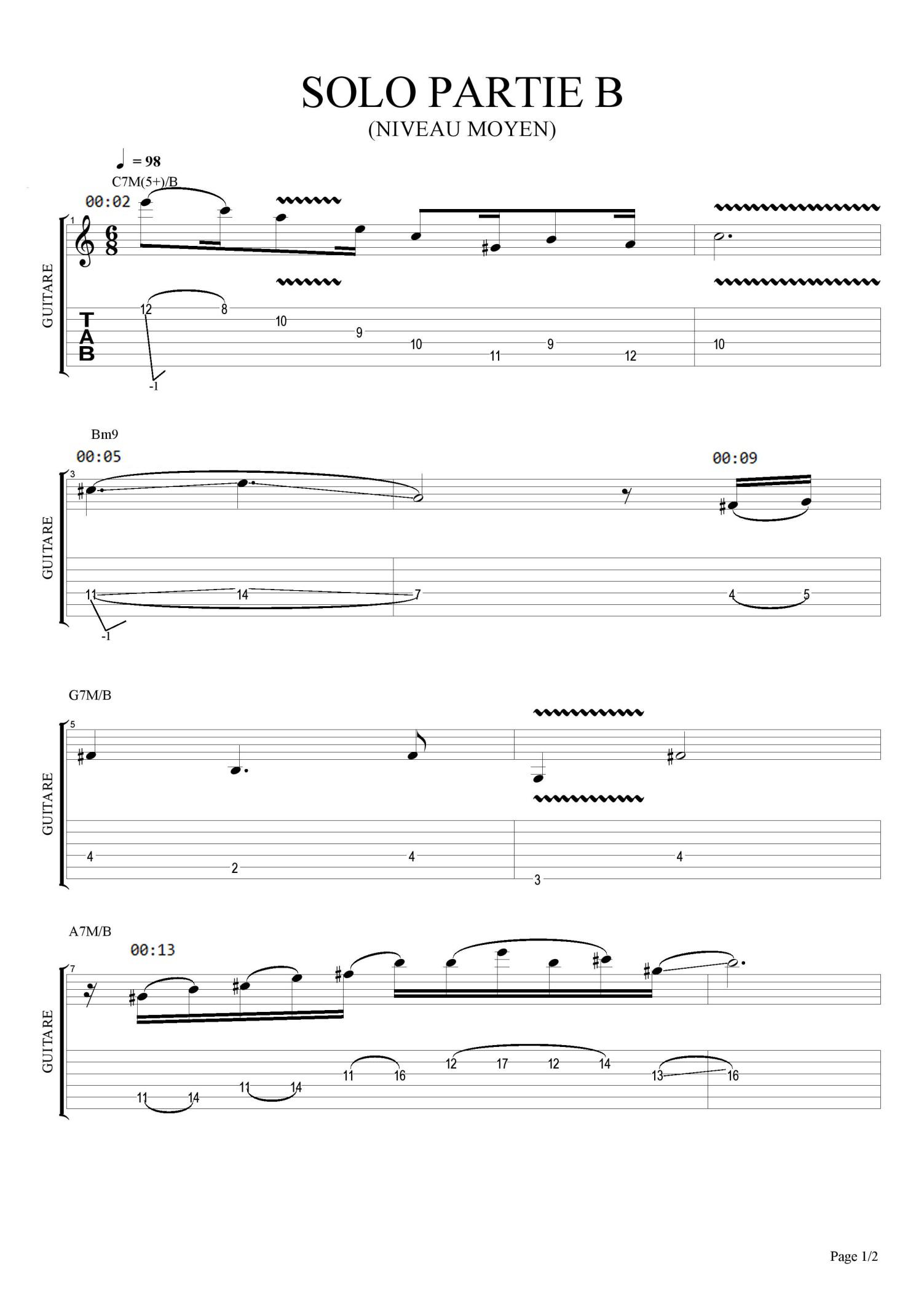 Partition 1 - Solo niveau moyen, 1ère partie
