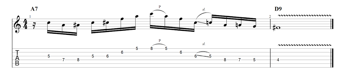 Partition 5 - Exemple d'utilisation du mode superlocrien sur degré I (transition de A7 vers D9)