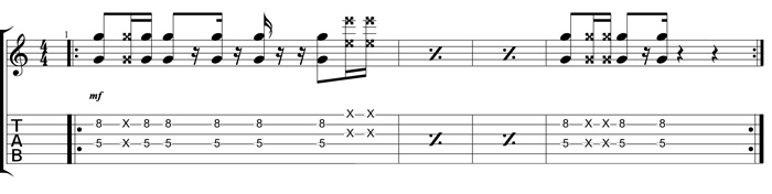Partition 2 - Les octaves développées sur un pattern rythmique
