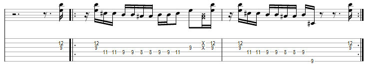 Partition 13 - Riff dans le style Funk 1