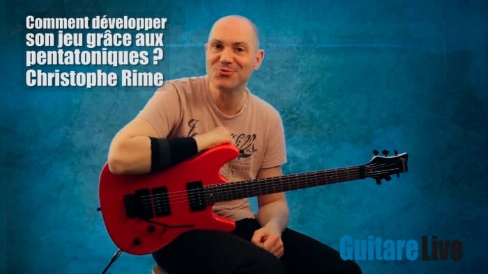 A min penta, position 1   Tapping MD le long de chaque corde (3 cordes aigues)