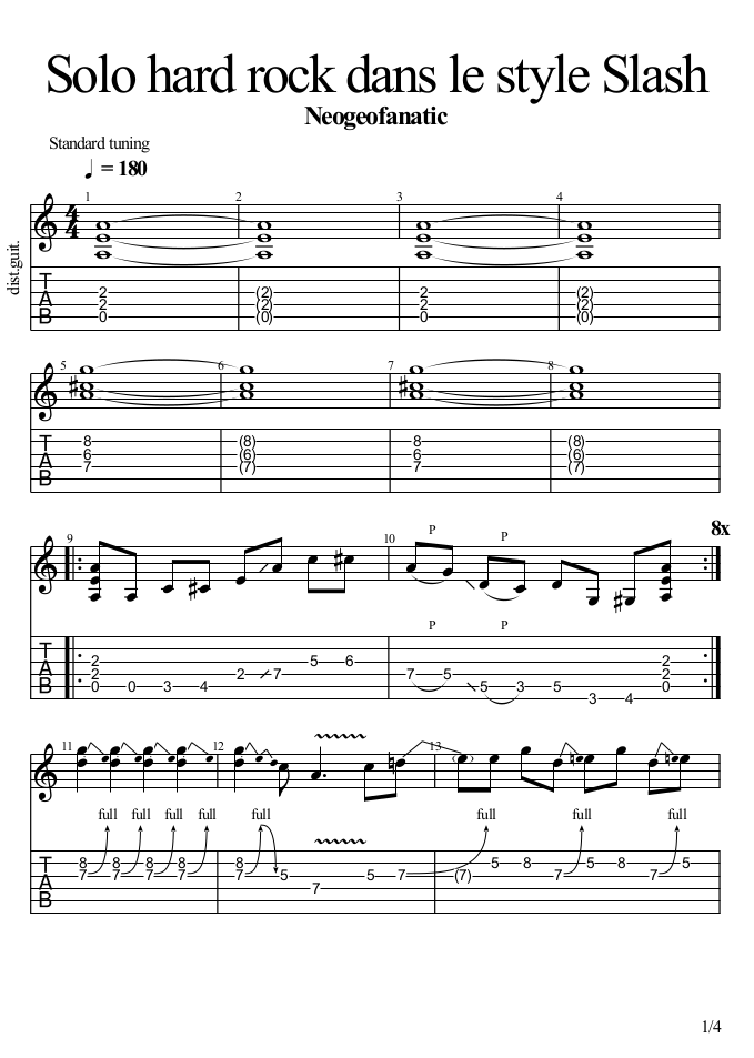 Partition 1 - Appréhender les solos à la manière de Slash