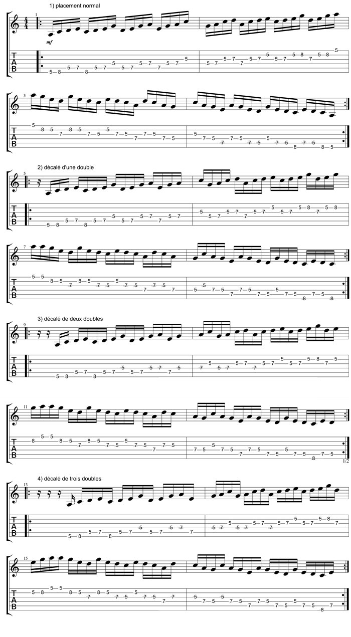 Partition 3 - Décalage d'une cellule de notes