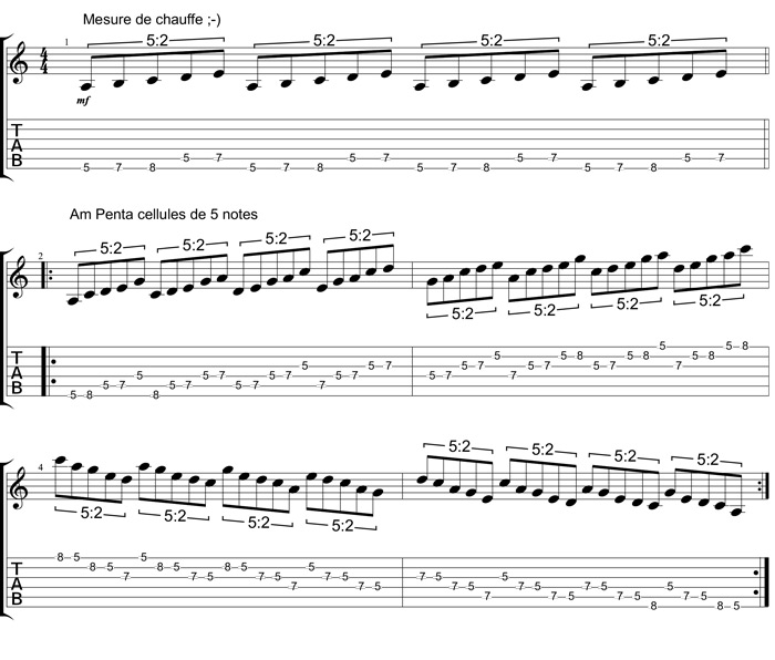 Partition 3 - Cellules de 5 notes en quintolets