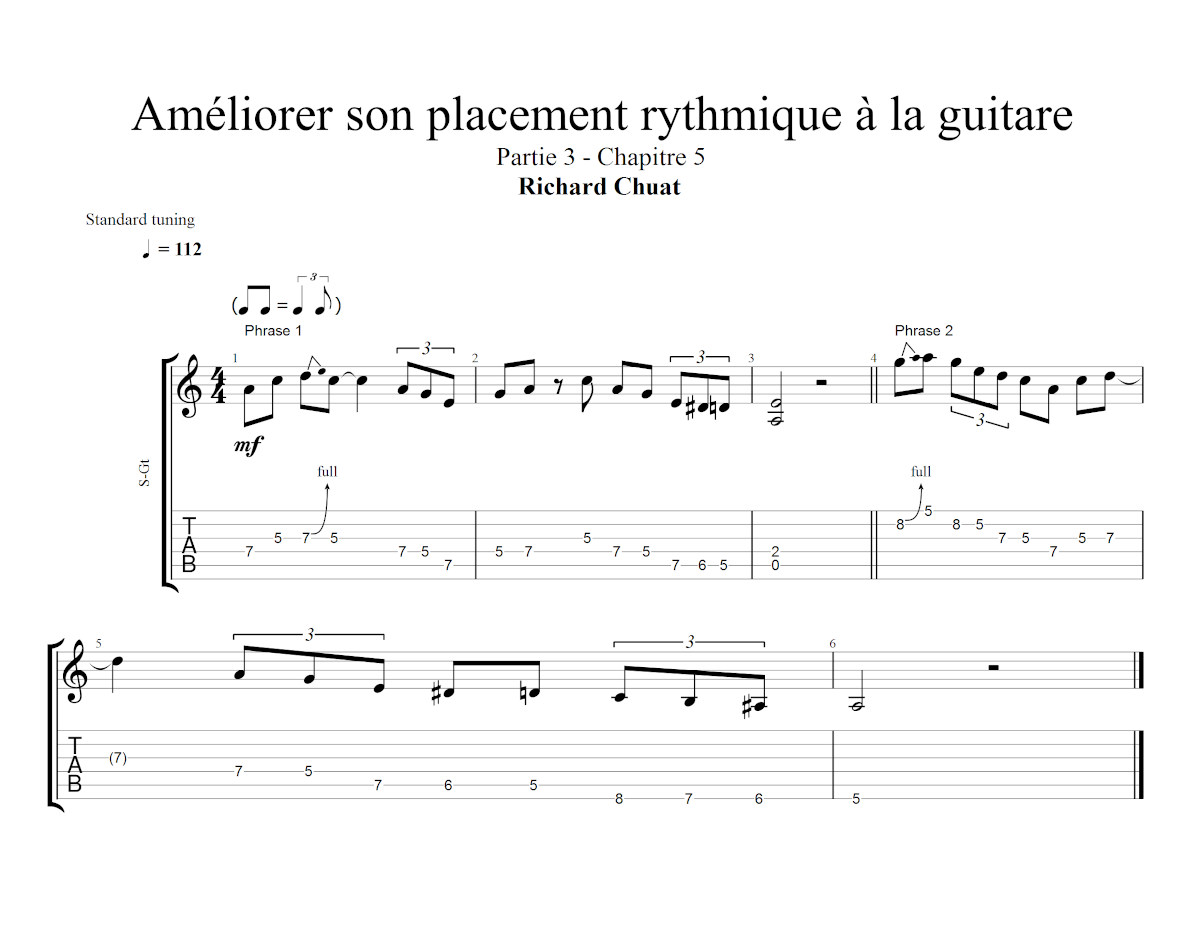 Partition 4 - Chapitre 5 : phrasés sur pentatonique mineure