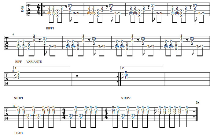 Partition 3 - Morceau en accordage standard - détails