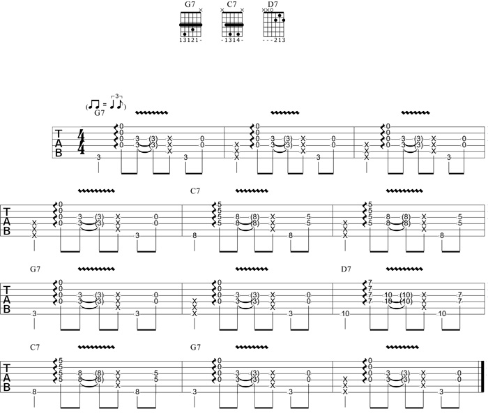 Partition 5 - Rythmique blues en 12 mesures