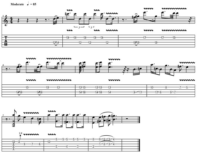Partition 2 - Plan sur accords de Mi et Ré avec glissés