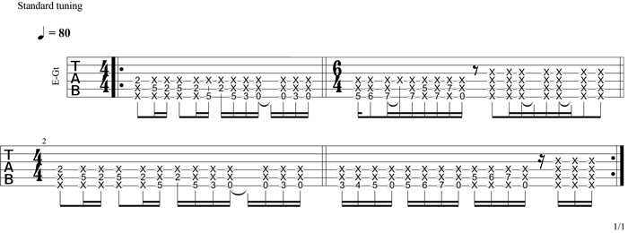 Partition 4 - Exemple de riff en Mi