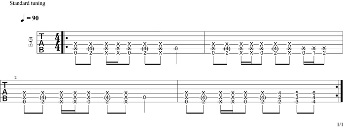Partition 6 - Exemple de riff en Fa#