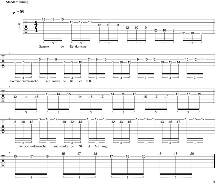 Partition 5 - Exercice sur gamme de Ré dorienne