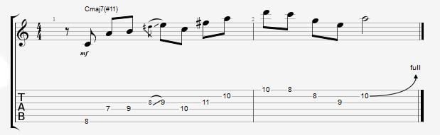 Partition 5 - Phrase jazzy en C Lydien