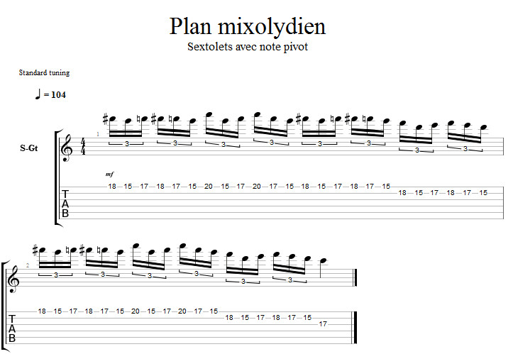 Partition 2 - Plan mixolydien 2 - En sextolets avec note pivot