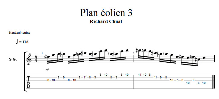 Partition 3 - Plan éolien 3 - Deux notes par cordes et descente
