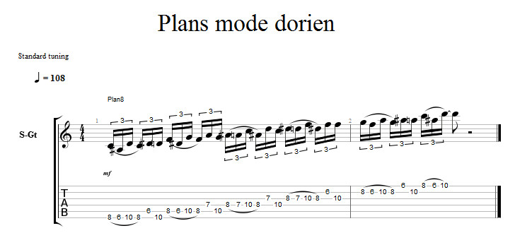 Partition 8 - Plan dorien 8 - Legato sur mode dorien