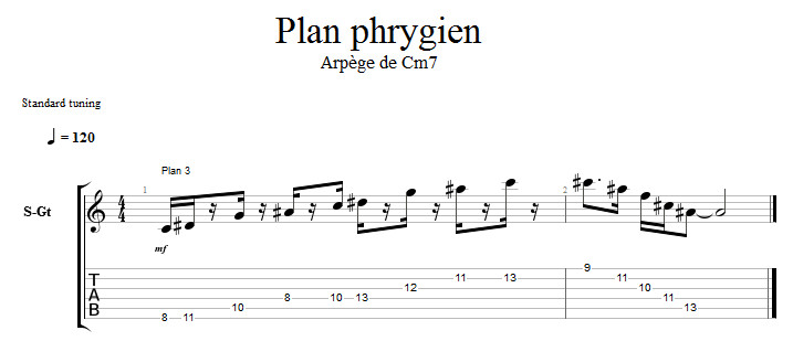 Partition 3 - Plan phrygien 3 - Arpège de Cm7