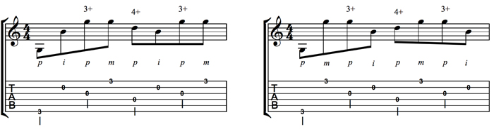 Partition 1 - Le « doigté alterné trois basses »