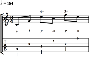 Partition 6 - Le doigté alterné 3 temps (et 4 doigts)