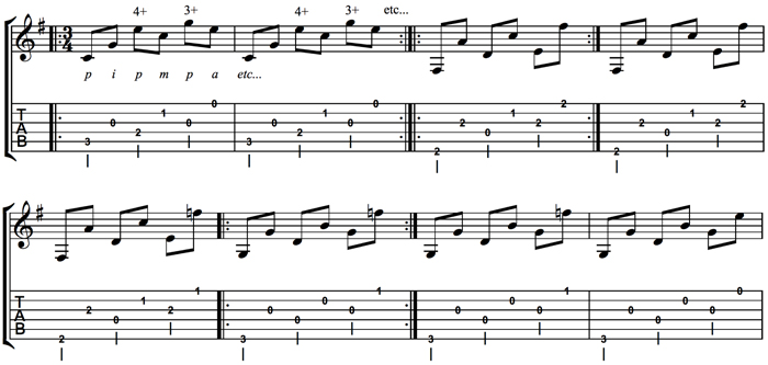 Partition 7 - Le doigté alterné 3 temps (et 4 doigts)