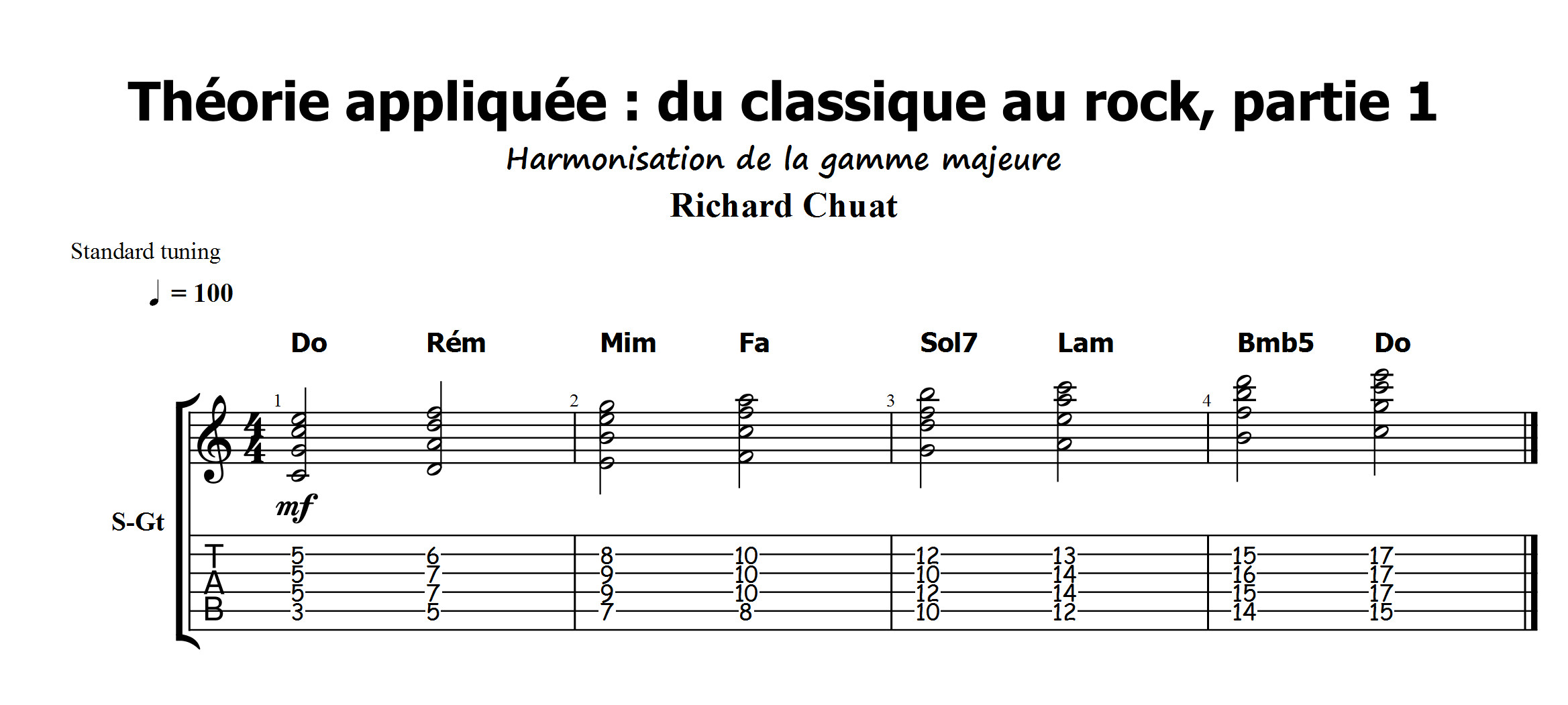 Partition 1 - Partie 1 : harmonisation de la gamme majeure