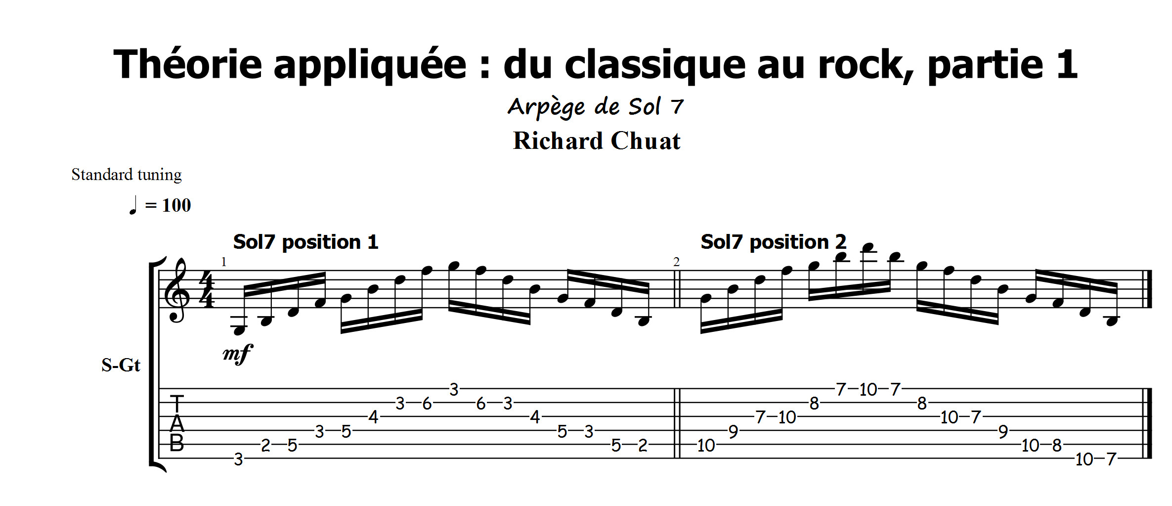 Partition 3 - Partie 3 : positions de l'arpège de Sol 7