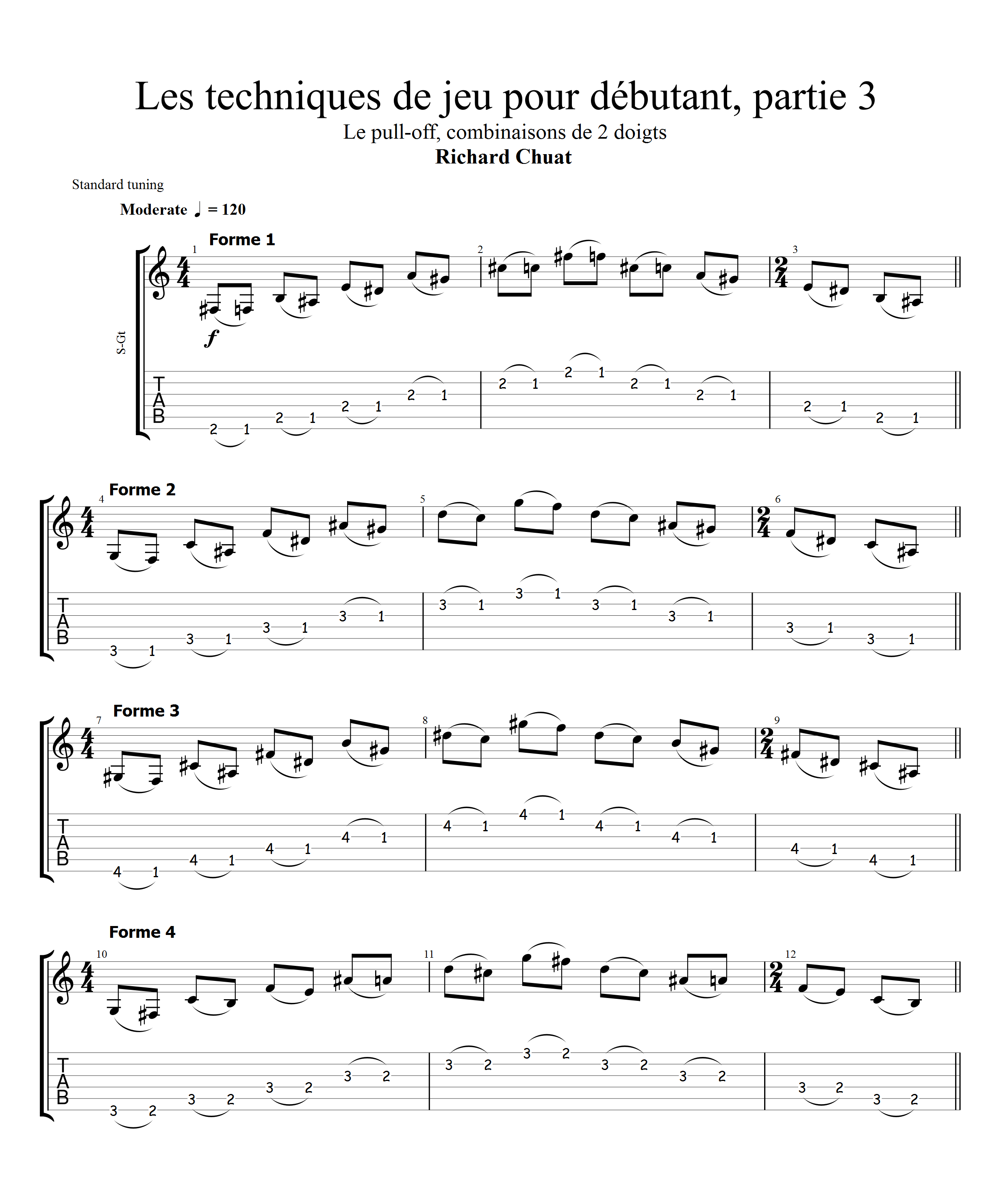 Partition 2 - Combinaisons de 2 doigts