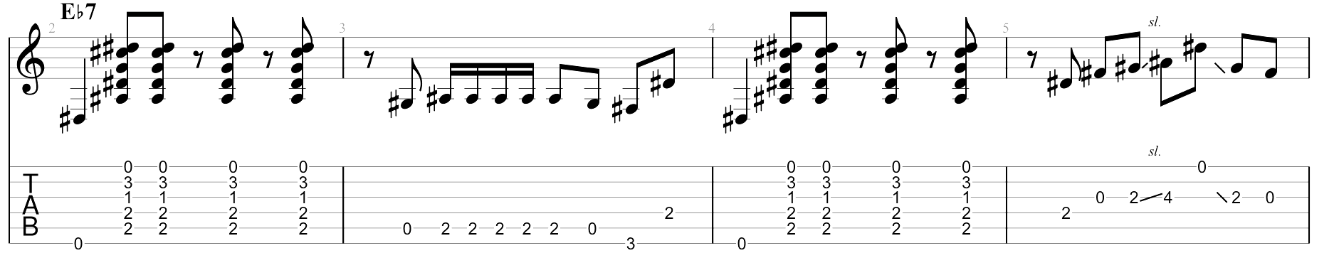 Partition 4 - Thème rythmique - Mesure 1 à 4