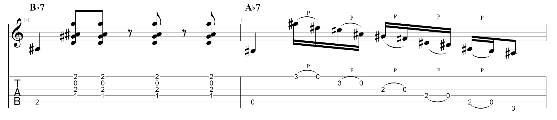 Partition 7 - Thème rythmique - Mesure 9 à 10
