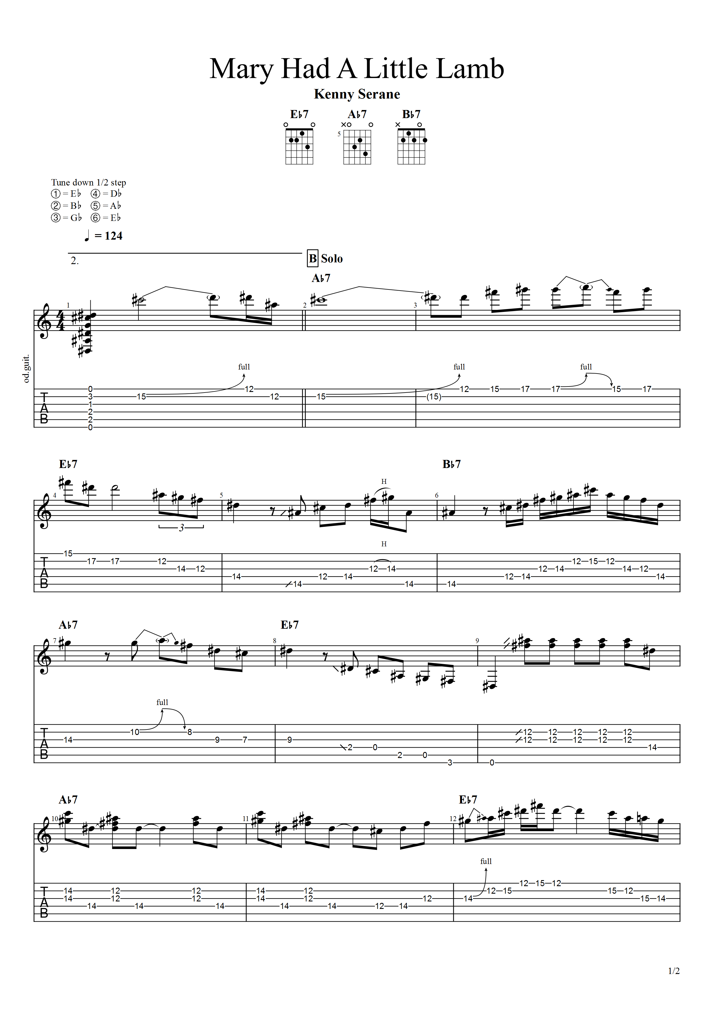 Partition 1 - Grille du solo et rappel du morceau
