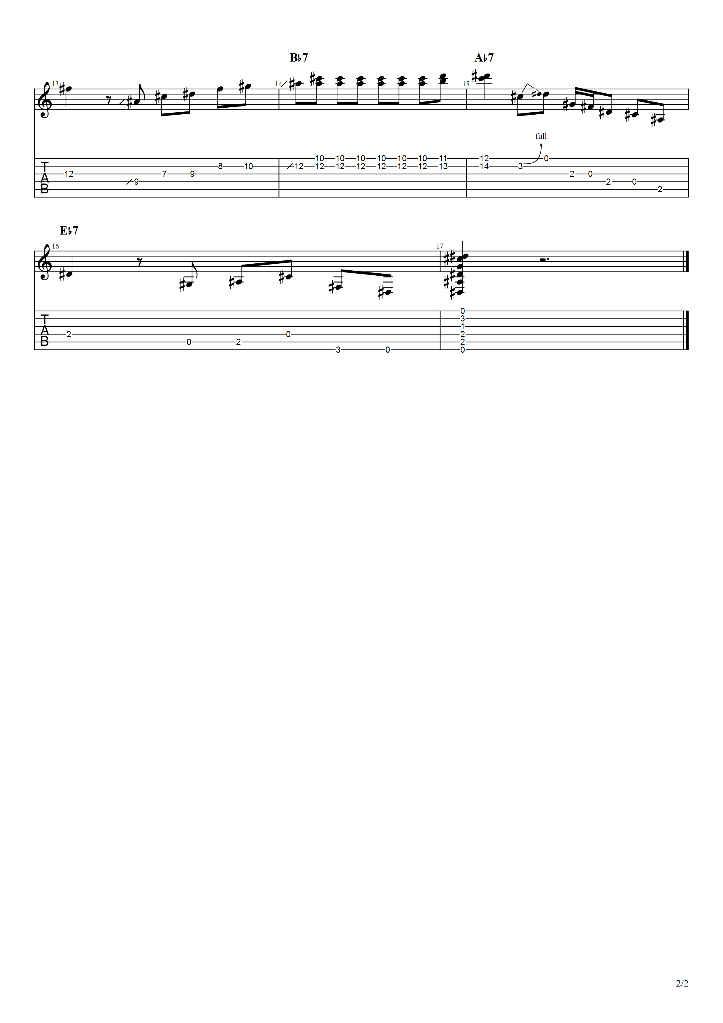 Partition 2 - Grille du solo et rappel du morceau