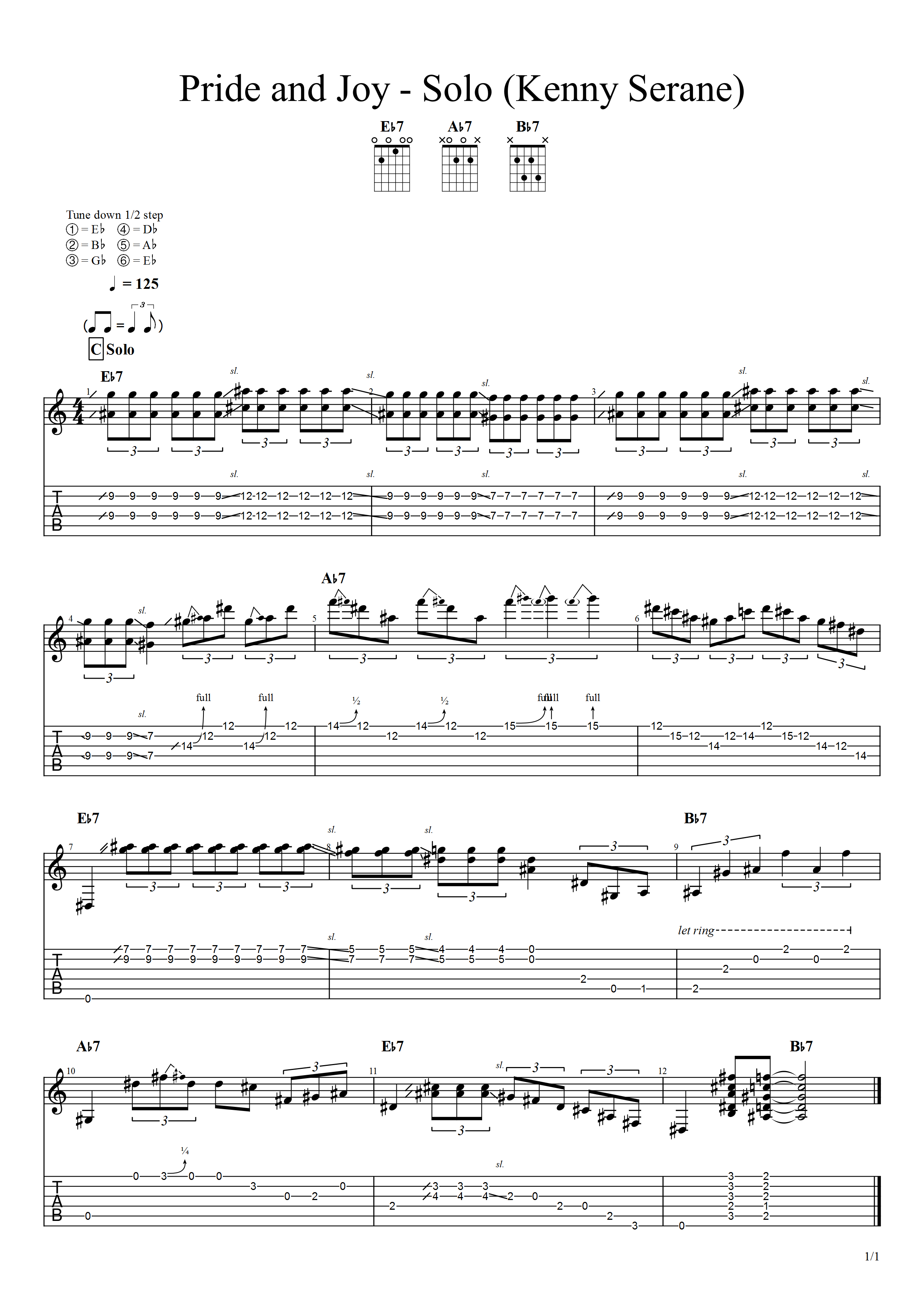 Partition 1 - Grille du solo et rappel du morceau