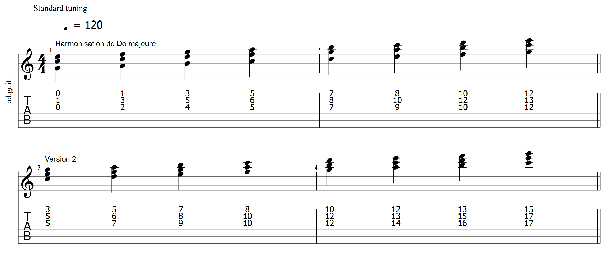 Partition 1 - Chapitre 1 : Harmonisation de la gamme de DO sur Triade