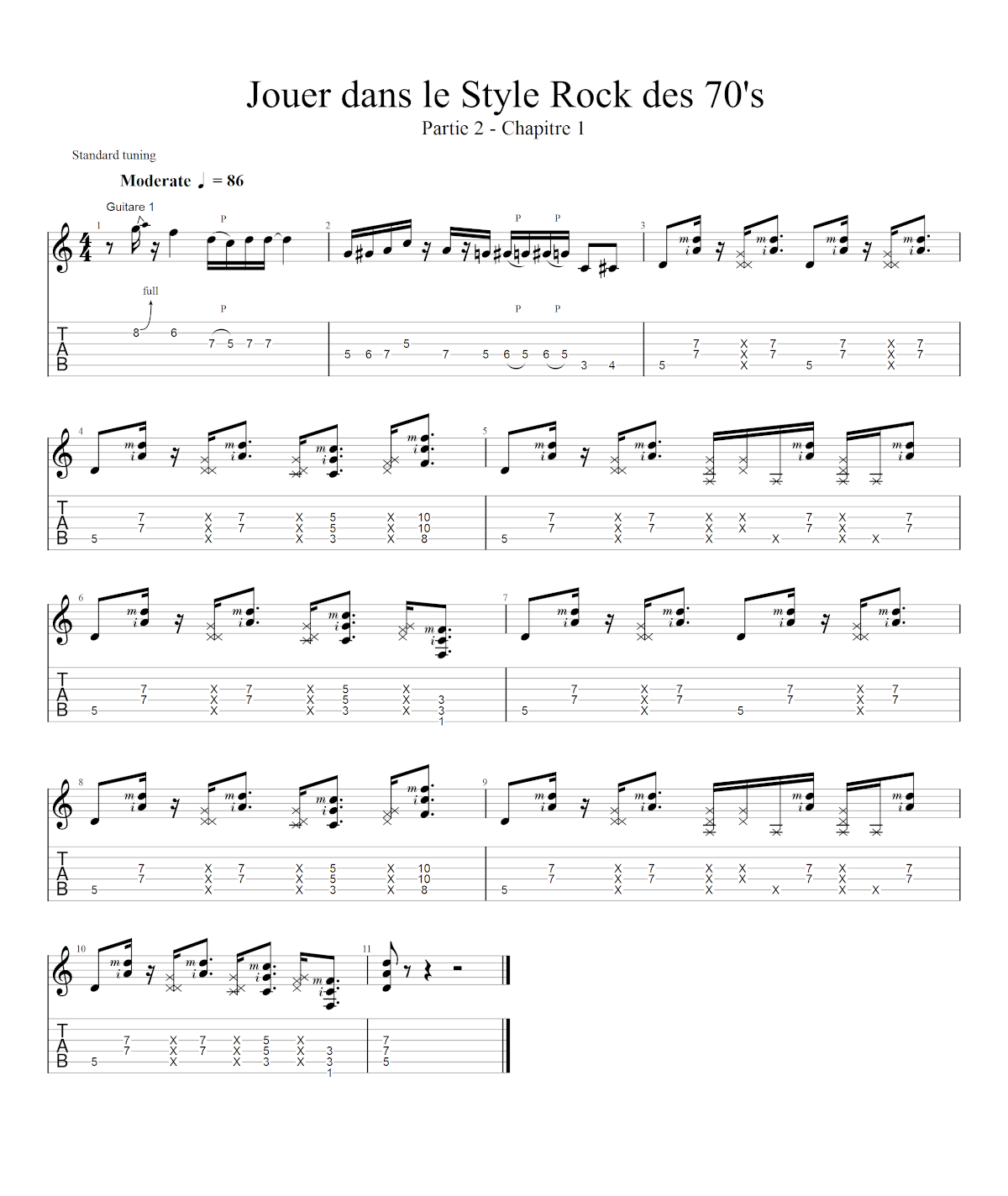Partition 1 - Chapitre 1 : aperçu du morceau et guitare 1