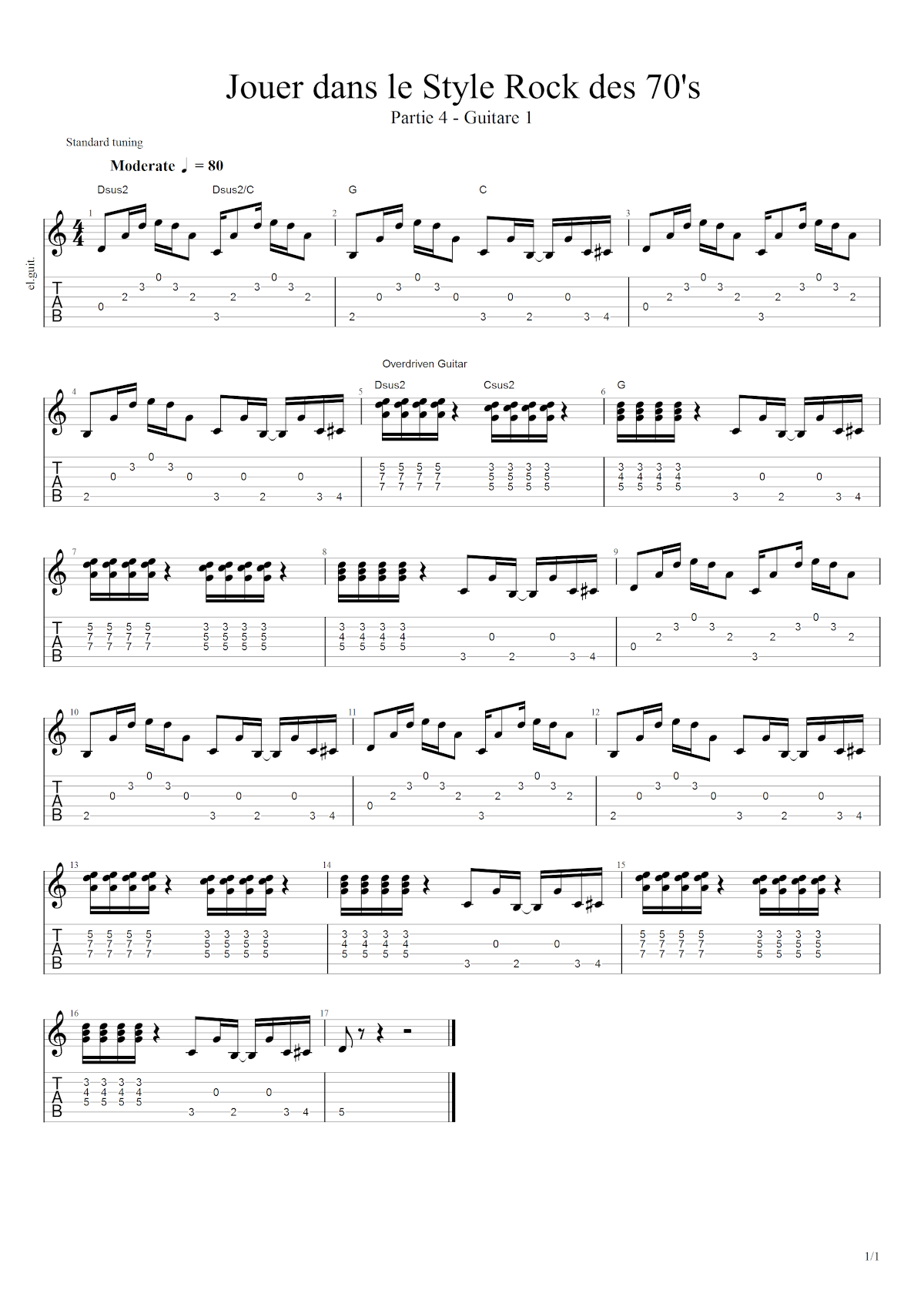 Partition 2 - Chapitre 2 : guitare 1