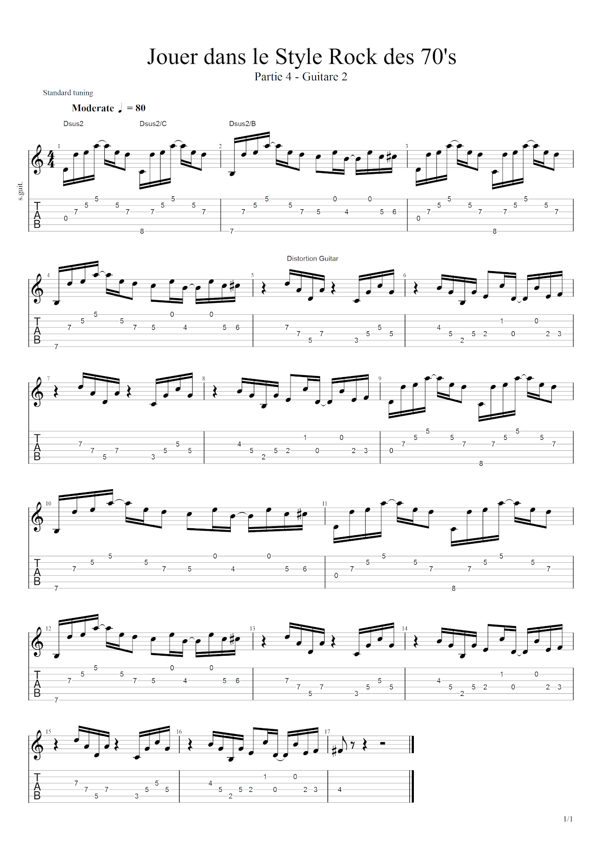 Partition 3 - Chapitre 3 : guitare 2