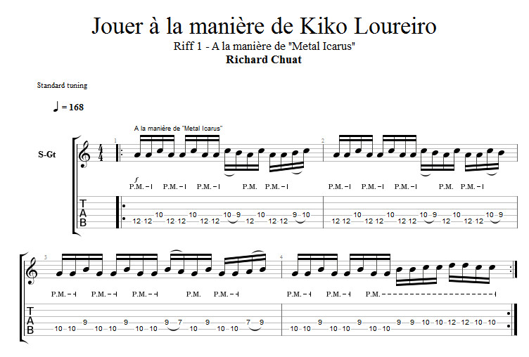 Partition 1 - Riff 1 : Travail de la main droite et des accents