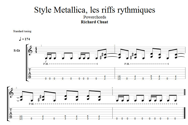 Partition 4 - Palm Mute et Power Chords