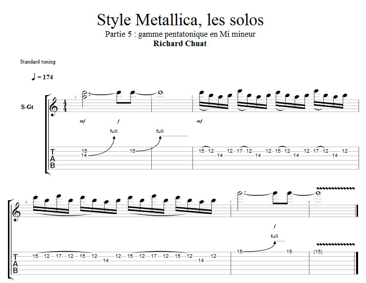 Partition 5 - Gamme pentatonique en Mi mineur