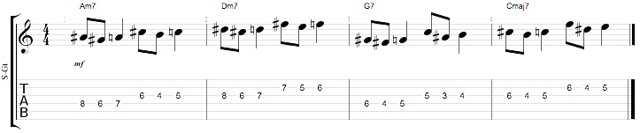 Partition 8 - Notes de passage - exercice bebop