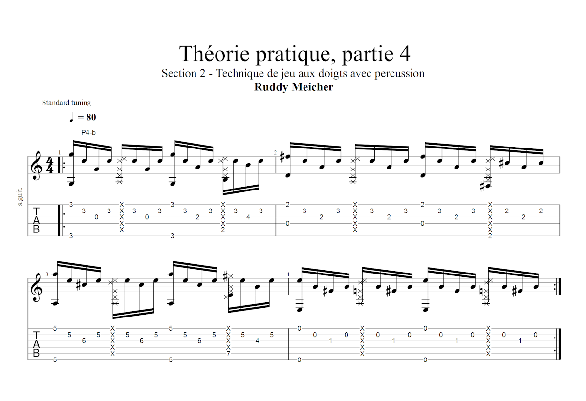 Partition 2 - Section 2 : Technique de jeu aux doigts avec percussion