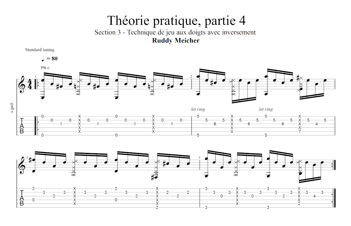 Partition 3 - Section 3 : Technique de jeu aux doigts avec inversement