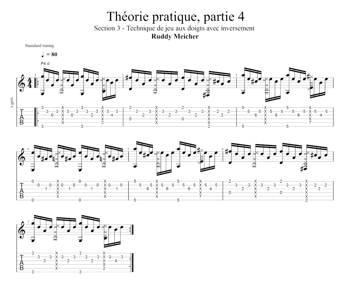Partition 4 - Section 3 : Technique de jeu aux doigts avec inversement
