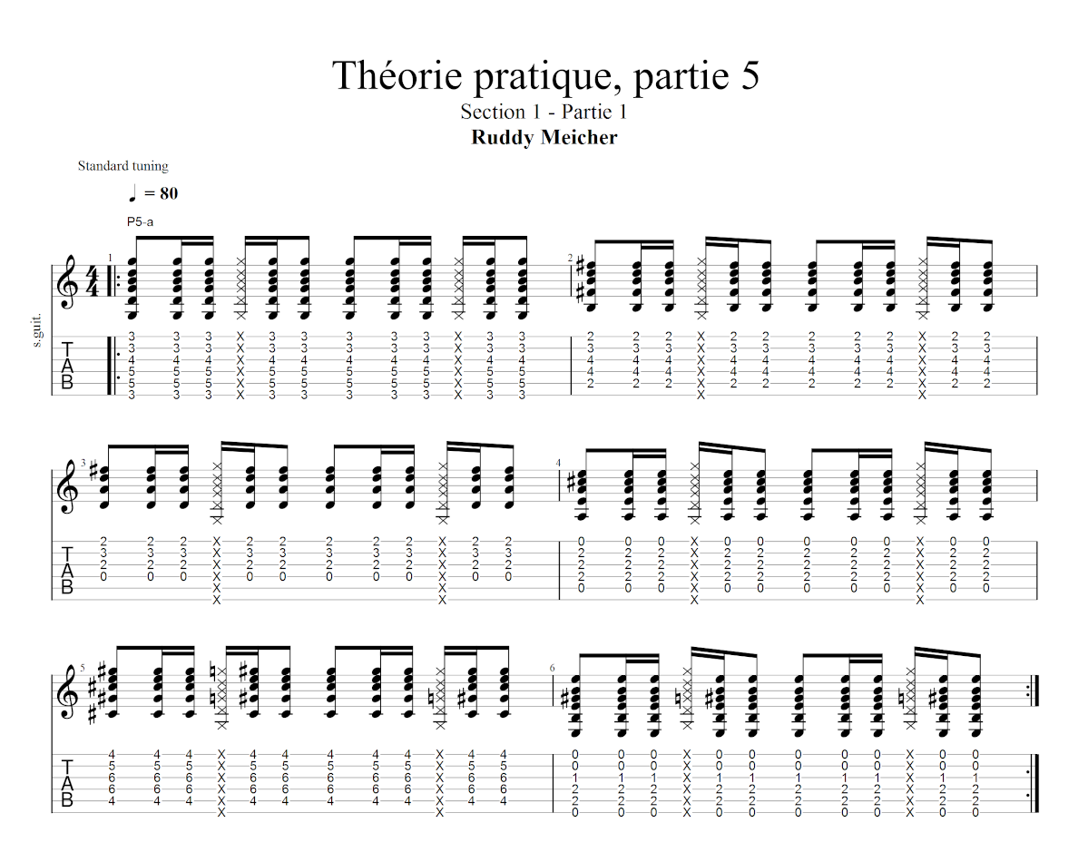 Partition 1 - Section 1 : Étude de la logique tierce/quinte en strumming et jeu aux doigts