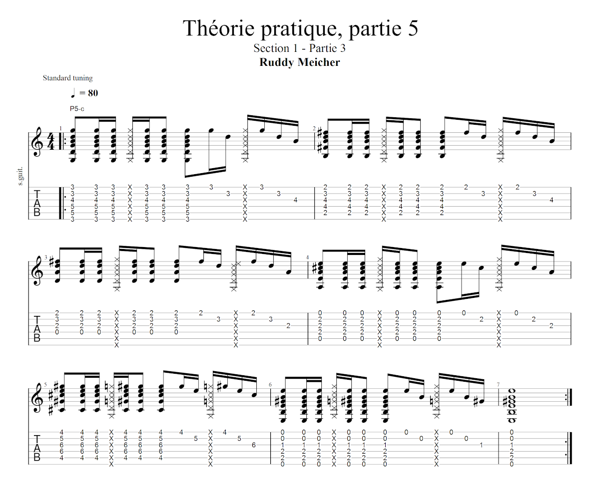 Partition 3 - Section 1 : Étude de la logique tierce/quinte en strumming et jeu aux doigts